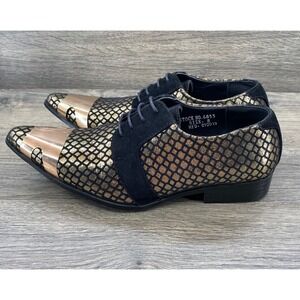 After Midnight Men's Fashion Dress Shoes Size 8 Black Gold Pointed